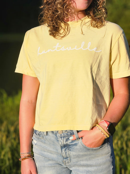 Huntsville Script Women's Boxy Crop T-Shirt