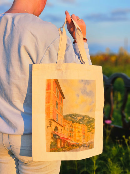 Villefranche-sur-Mer Watercolor Tote