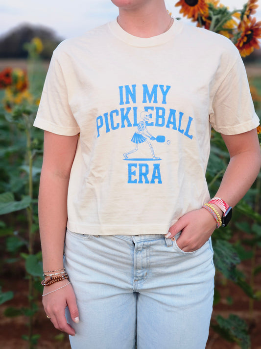 Pickleball Era Skeleton Women's Boxy Crop Tee