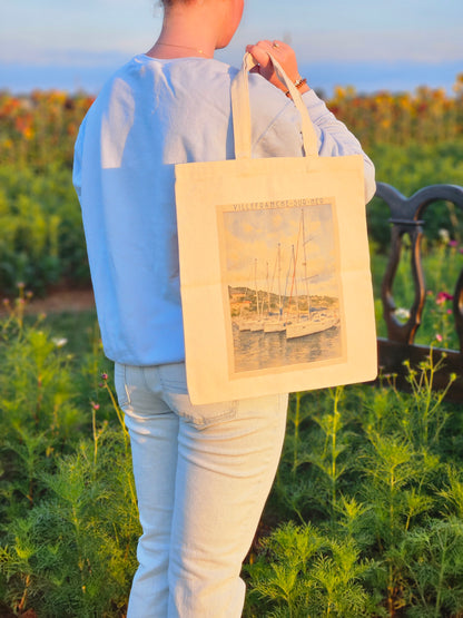 Villefranche-sur-Mer Watercolor Tote Bag – Cotton Canvas France Travel