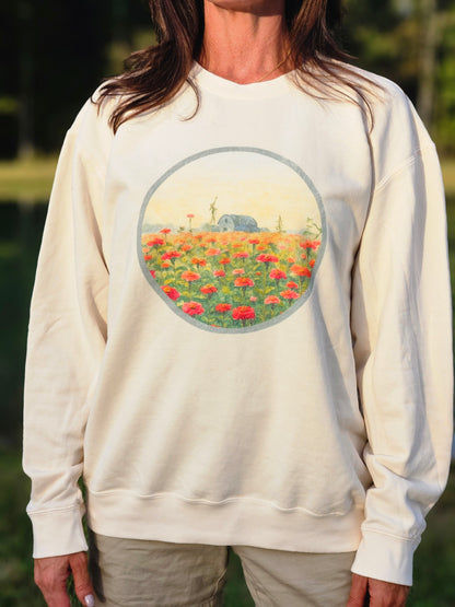 Field of Zinnias Graphic Lightweight Sweatshirt