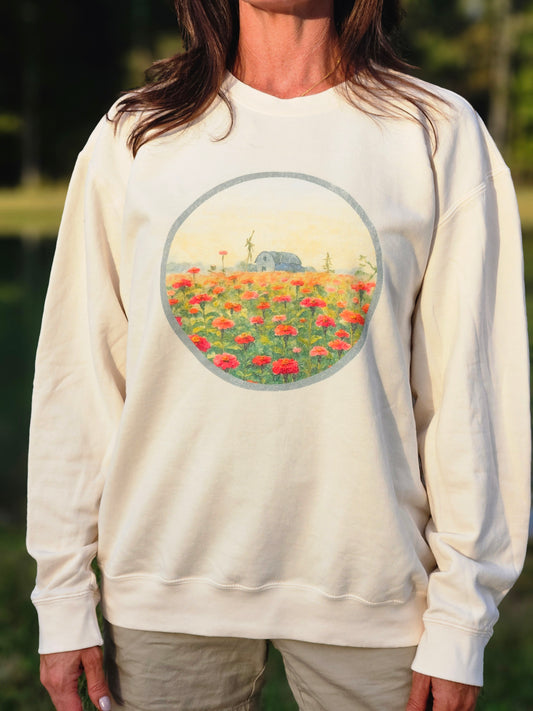 Field of Zinnias Graphic Lightweight Sweatshirt