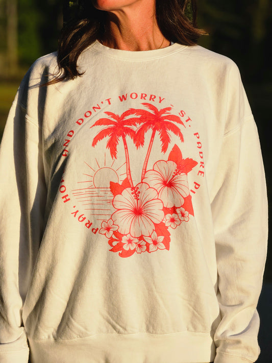 Pray, Hope, Don't Worry - Saint Padre Pio Quote Graphic Lightweight Sweatshirt