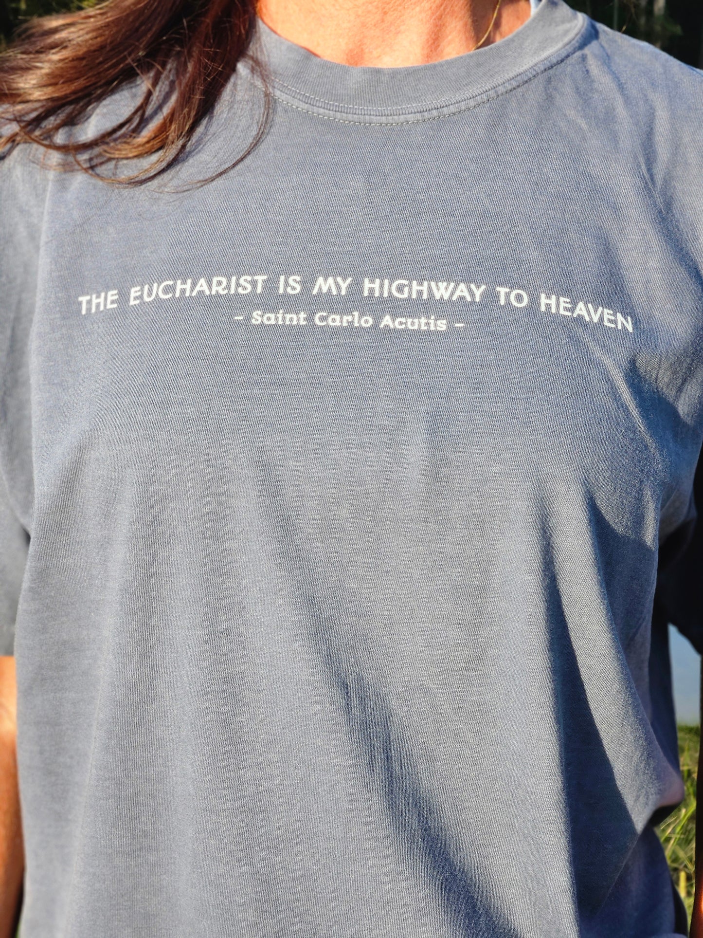 Saint Carlo Acutis - Eucharist Highway to Heaven - Graphic T-Shirt