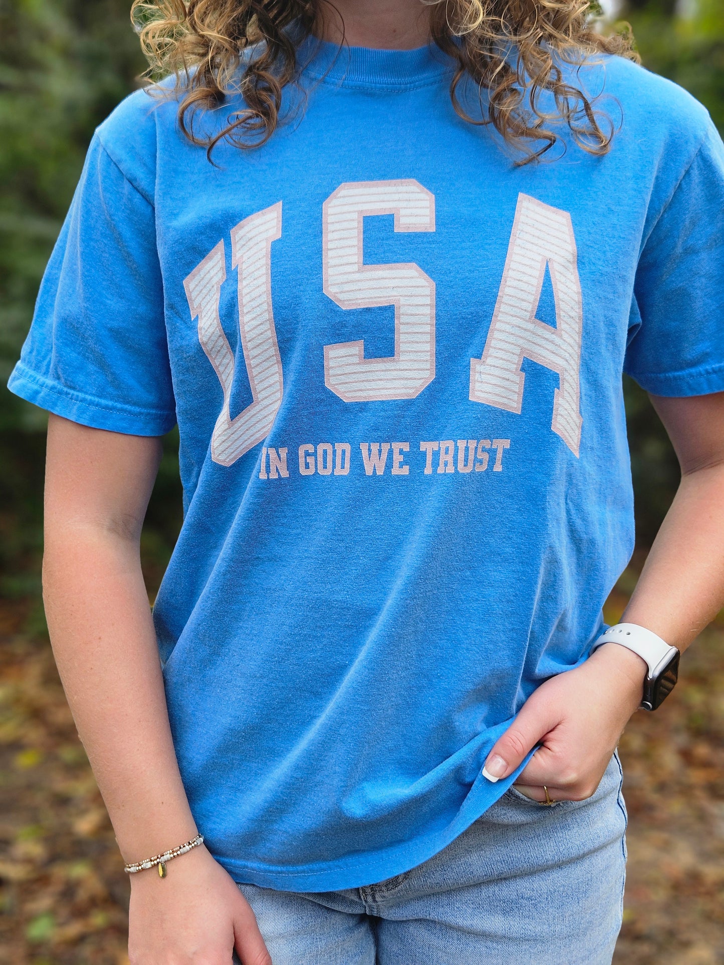 USA - In God We Trust - Distressed Stripe T-Shirt