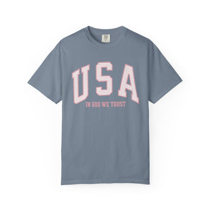 USA - In God We Trust - Distressed Stripe T-Shirt