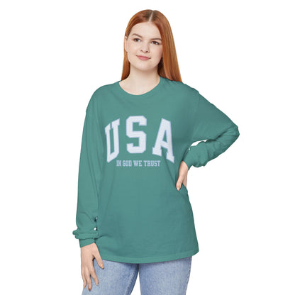 USA Striped In God We Trust Long Sleeve T-Shirt