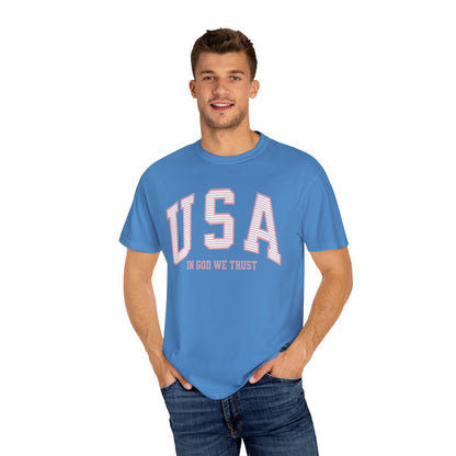 USA - In God We Trust - Distressed Stripe T-Shirt