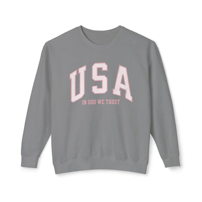 USA Striped In God We Trust Lightweight Sweatshirt
