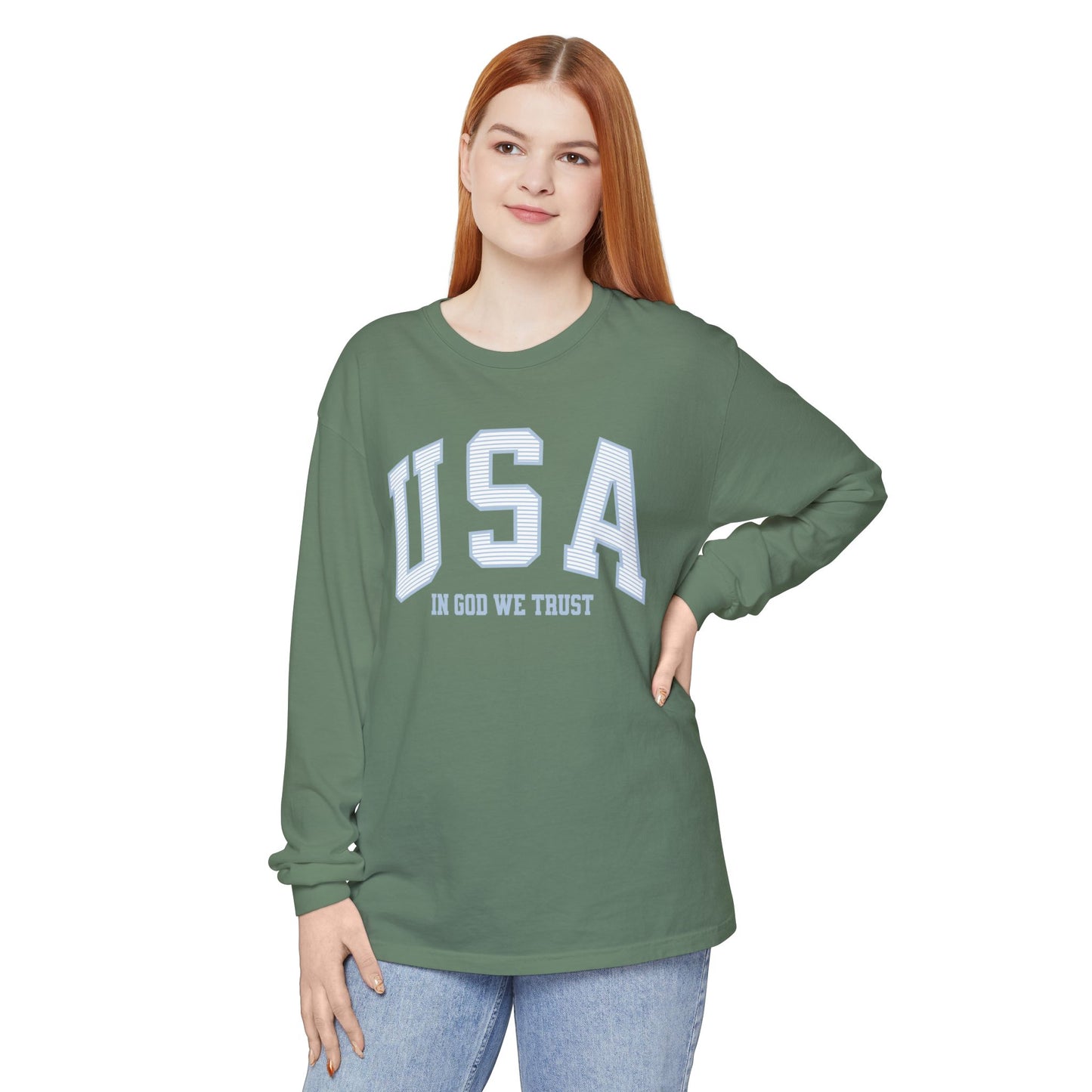 USA Striped In God We Trust Long Sleeve T-Shirt