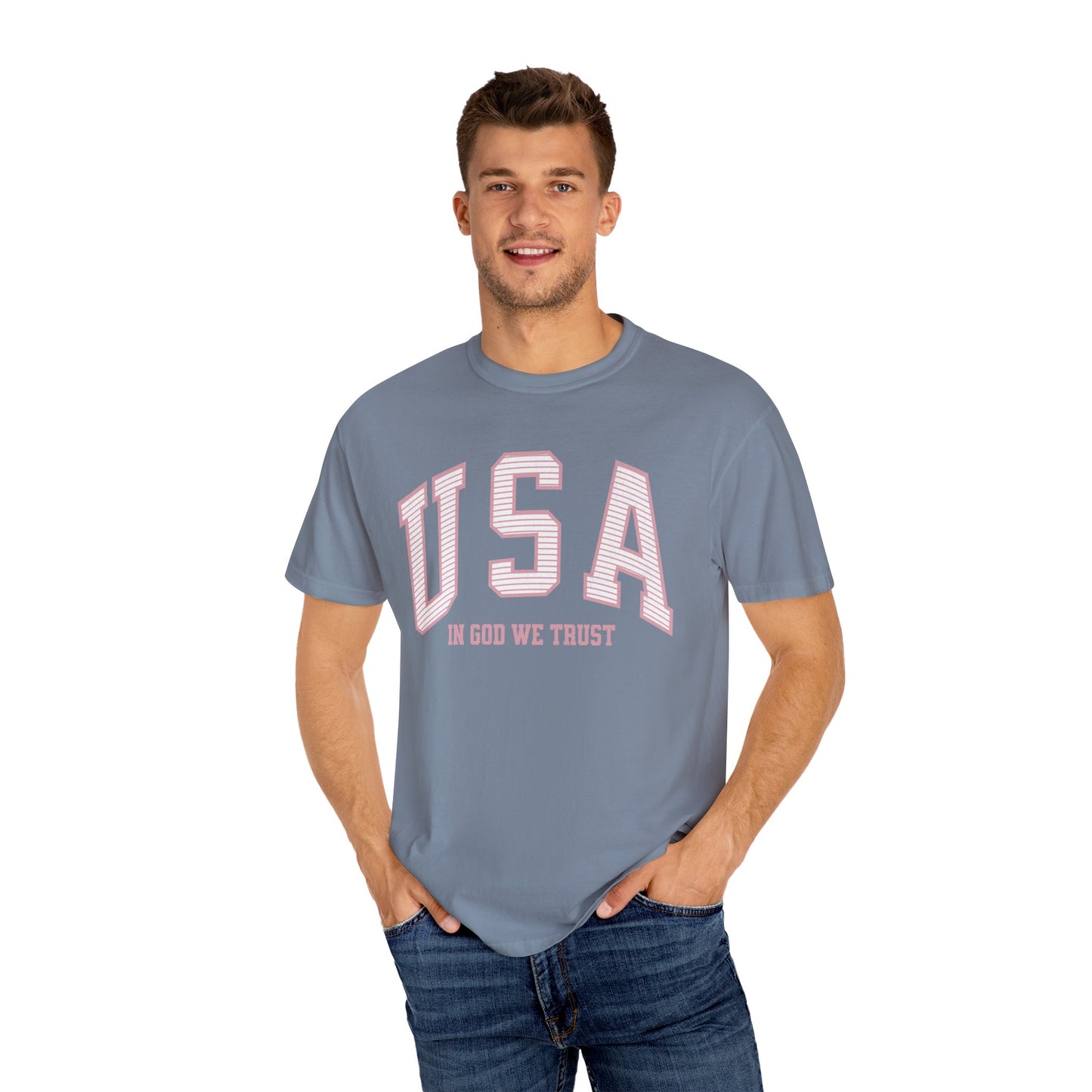 USA - In God We Trust - Distressed Stripe T-Shirt