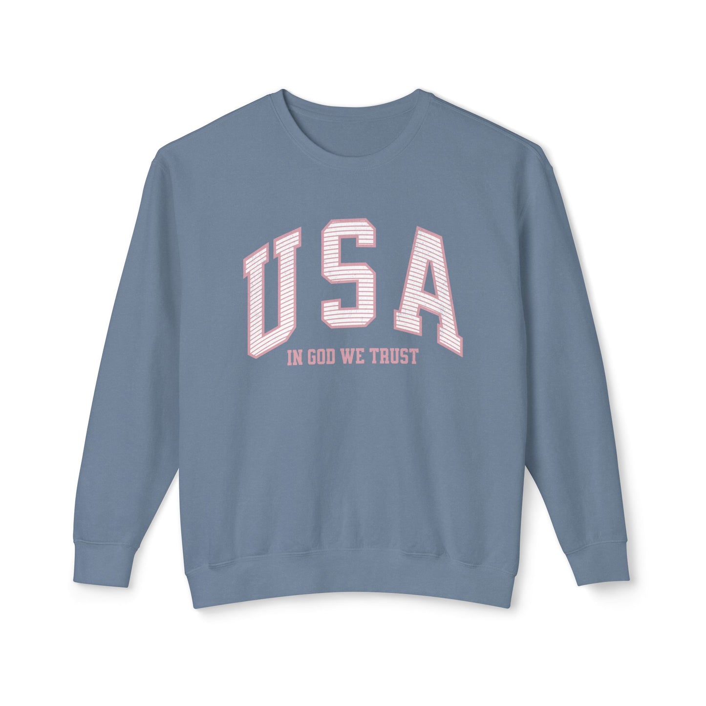 USA Striped In God We Trust Lightweight Sweatshirt