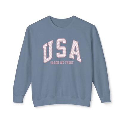 USA Striped In God We Trust Lightweight Sweatshirt