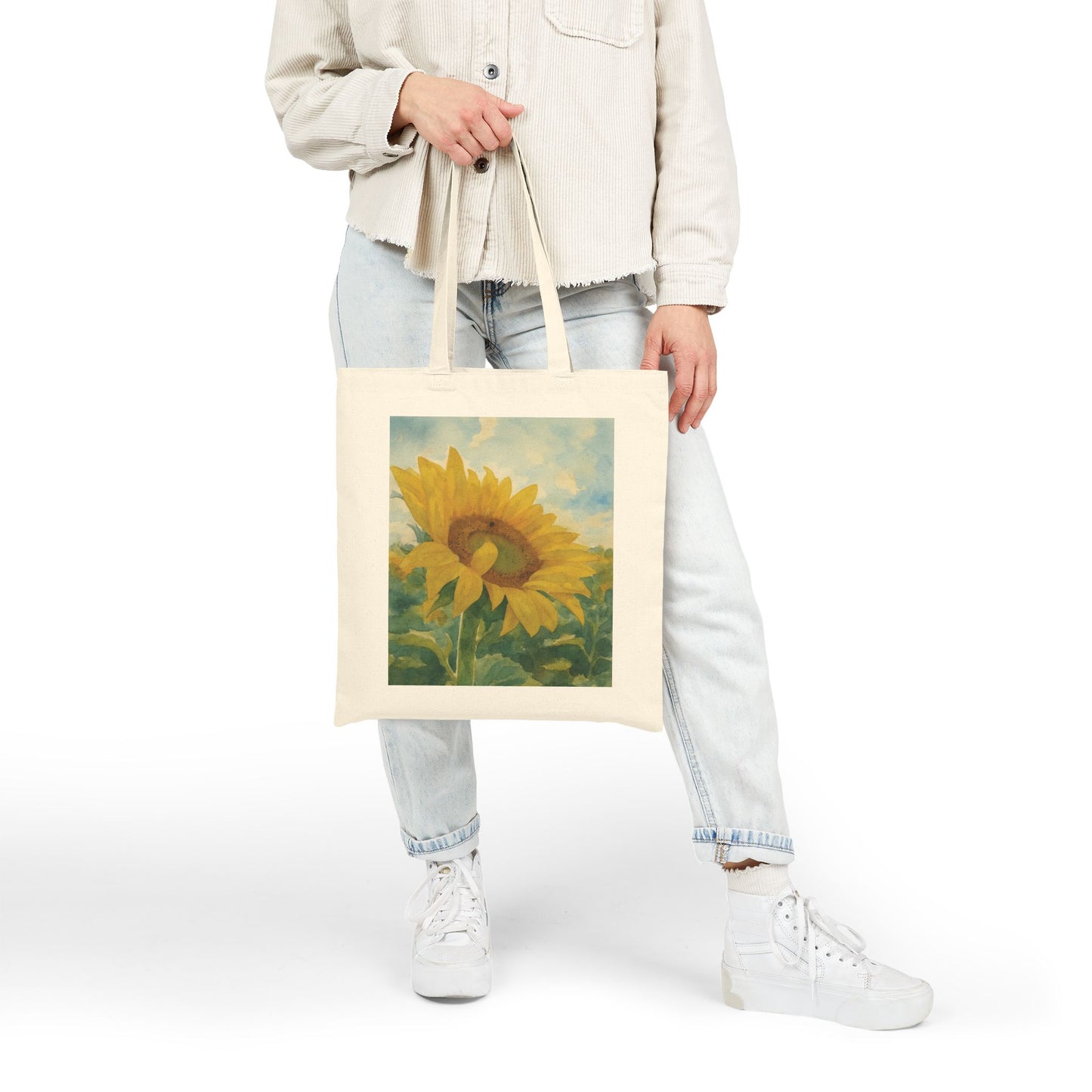 Sunflower Cotton Canvas Tote - Watercolor Version
