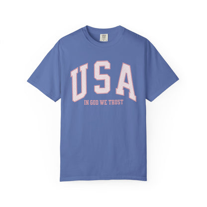 USA - In God We Trust - Distressed Stripe T-Shirt