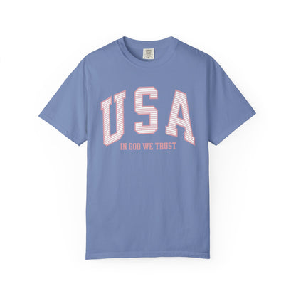 USA - In God We Trust - Distressed Stripe T-Shirt