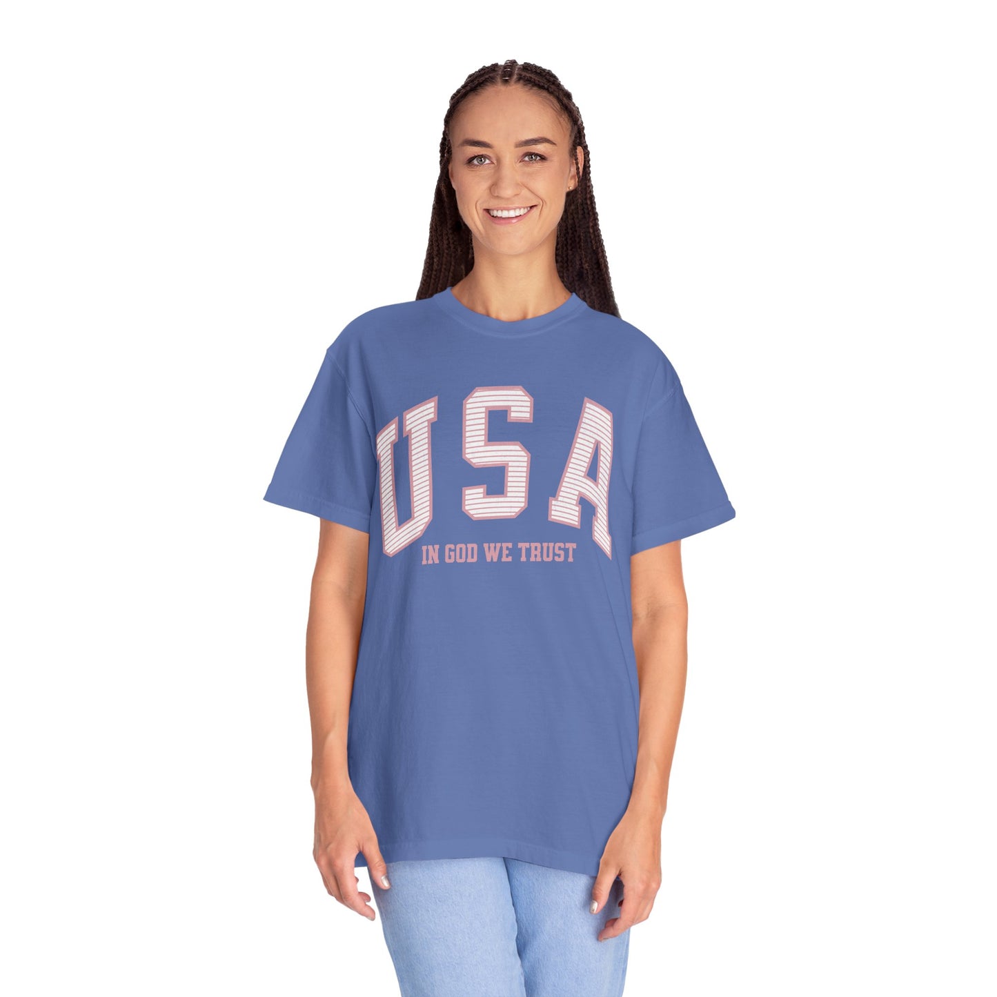 USA - In God We Trust - Distressed Stripe T-Shirt