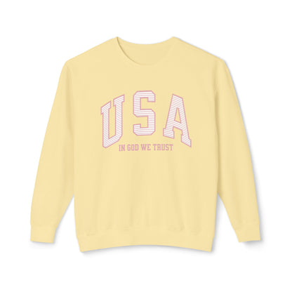 USA Striped In God We Trust Lightweight Sweatshirt