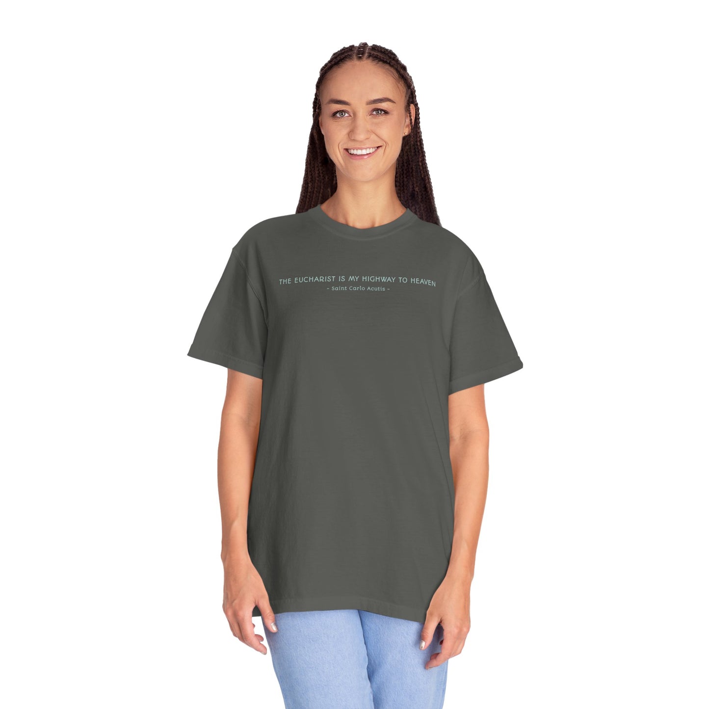 Saint Carlo Acutis - Eucharist Highway to Heaven - Graphic T-Shirt