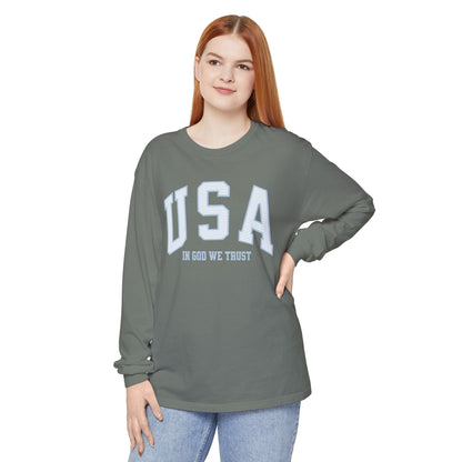 USA Striped In God We Trust Long Sleeve T-Shirt
