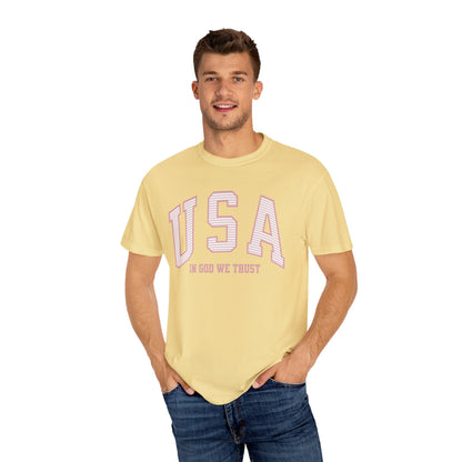 USA - In God We Trust - Distressed Stripe T-Shirt