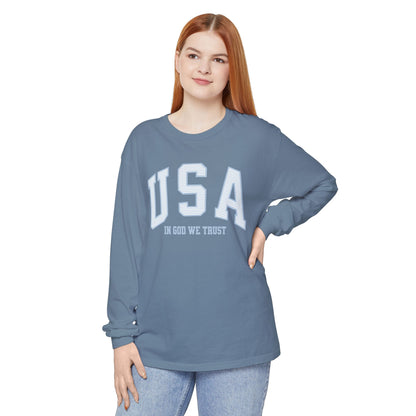 USA Striped In God We Trust Long Sleeve T-Shirt
