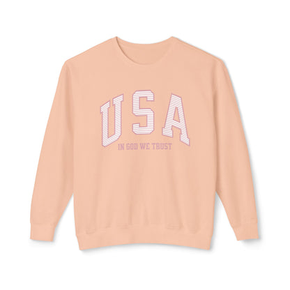 USA Striped In God We Trust Lightweight Sweatshirt