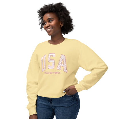 USA Striped In God We Trust Lightweight Sweatshirt