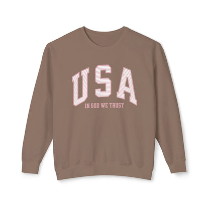 USA Striped In God We Trust Lightweight Sweatshirt