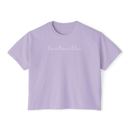 Huntsville Script Women's Boxy Crop T-Shirt