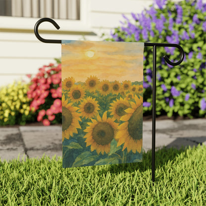 Sunflower Field at Sunset Outdoor Garden Flag