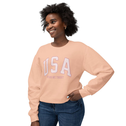 USA Striped In God We Trust Lightweight Sweatshirt