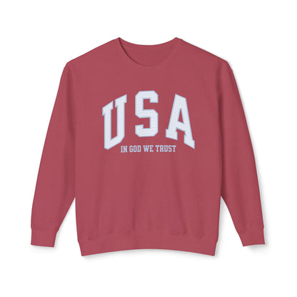 USA Striped In God We Trust Lightweight Sweatshirt - Blue Version