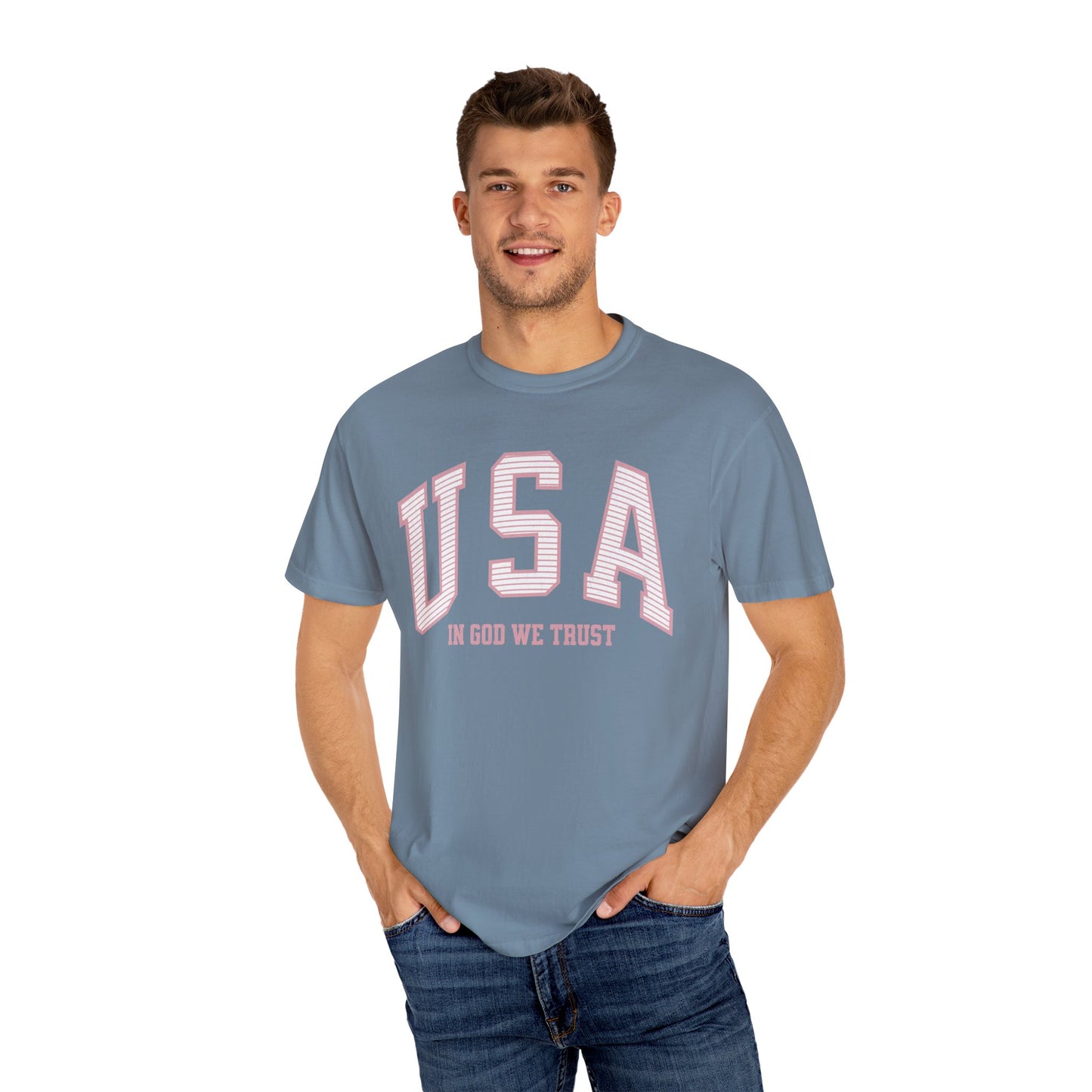 USA - In God We Trust - Distressed Stripe T-Shirt