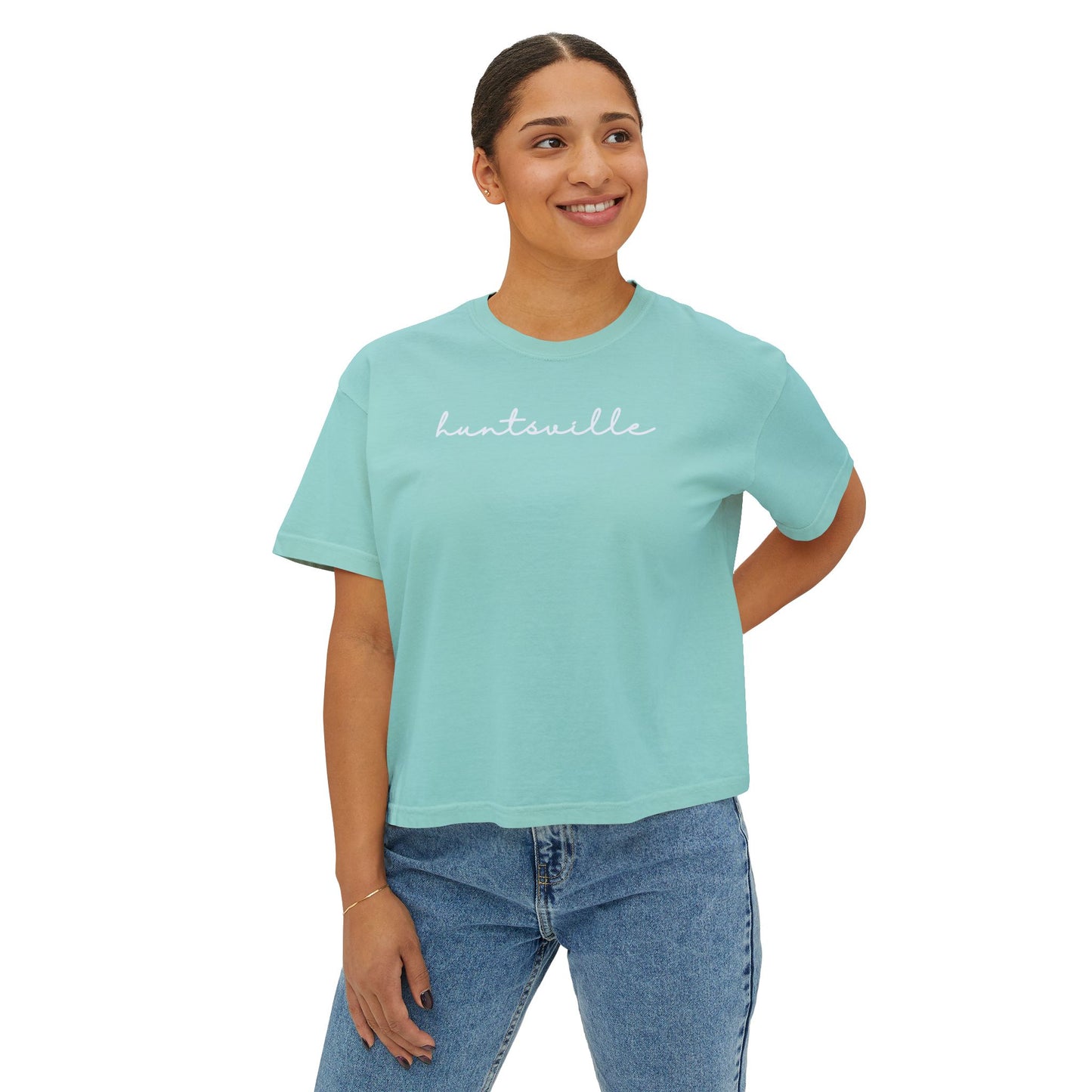 Huntsville Script Women's Boxy Crop T-Shirt