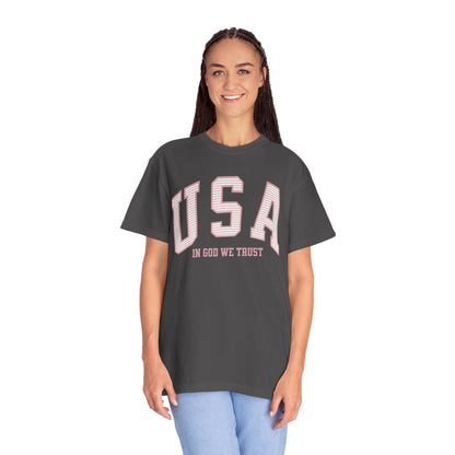 USA - In God We Trust - Distressed Stripe T-Shirt