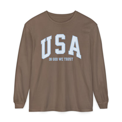 USA Striped In God We Trust Long Sleeve T-Shirt