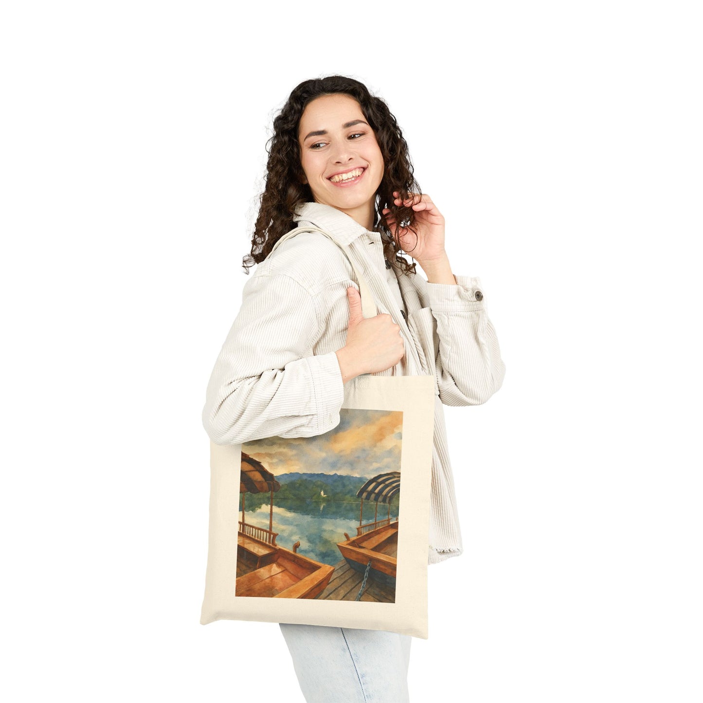 Lake Bled Boats Watercolor Tote