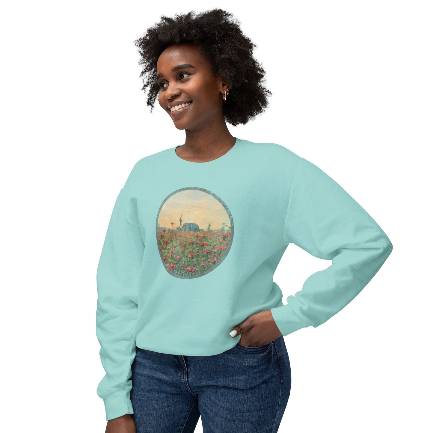 Field of Zinnias Graphic Lightweight Sweatshirt