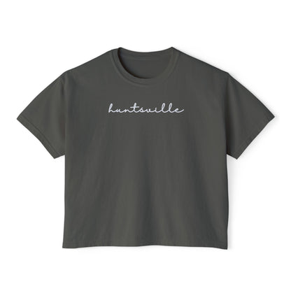 Huntsville Script Women's Boxy Crop T-Shirt