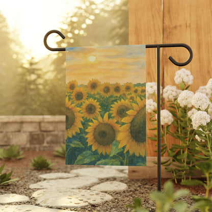 Sunflower Field at Sunset Outdoor Garden Flag