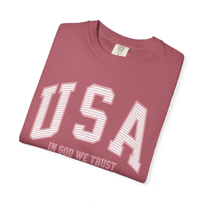 USA - In God We Trust - Distressed Stripe T-Shirt