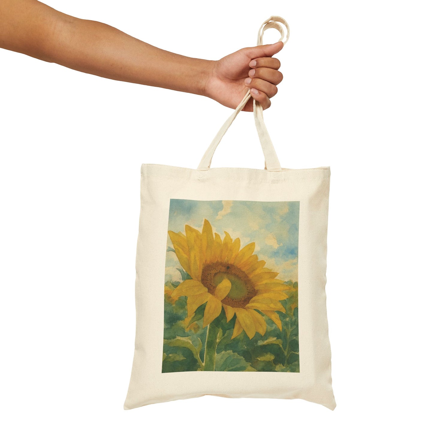 Sunflower Cotton Canvas Tote - Watercolor Version