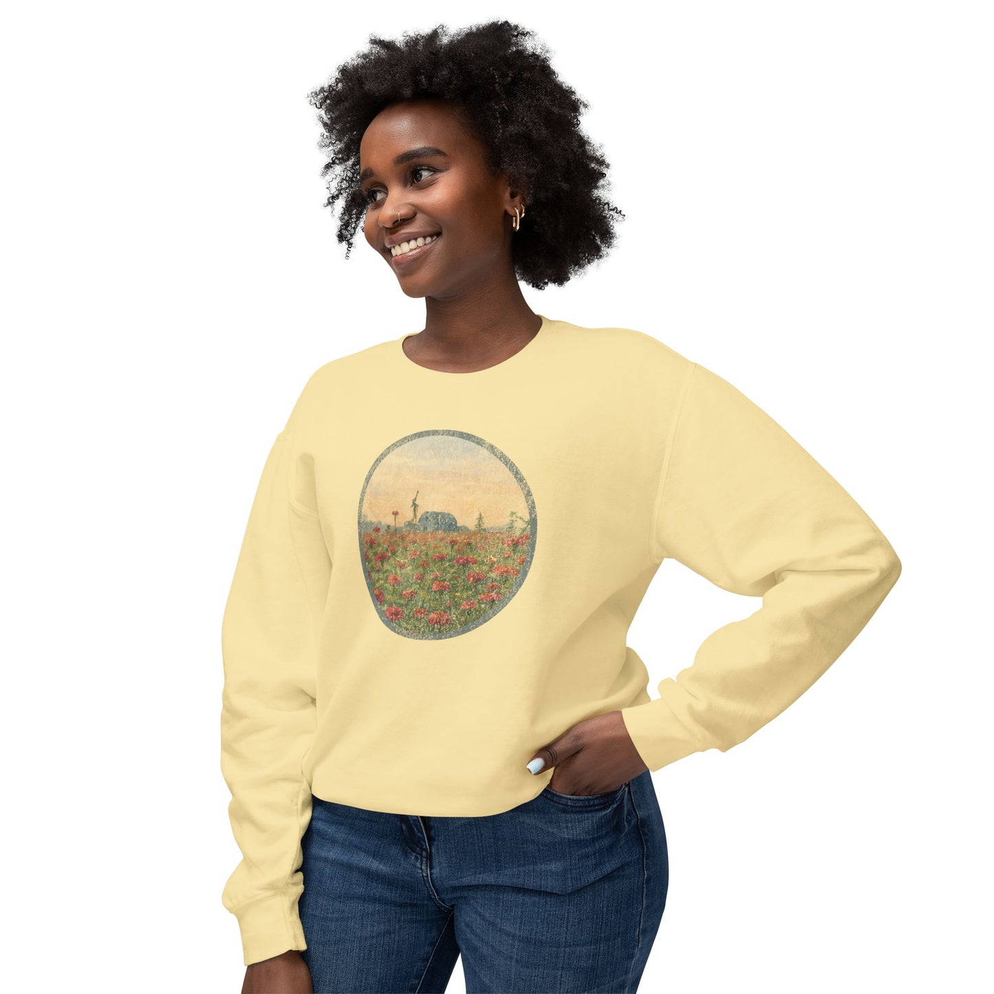 Field of Zinnias Graphic Lightweight Sweatshirt