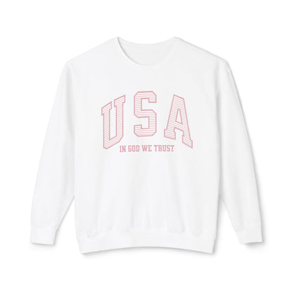 USA Striped In God We Trust Lightweight Sweatshirt