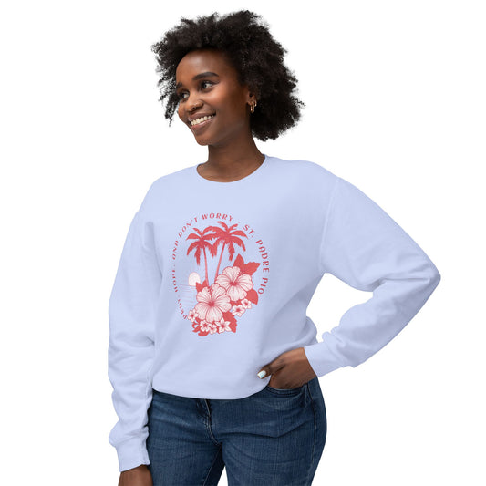 Pray, Hope, Don't Worry - Saint Padre Pio Quote Graphic Lightweight Sweatshirt