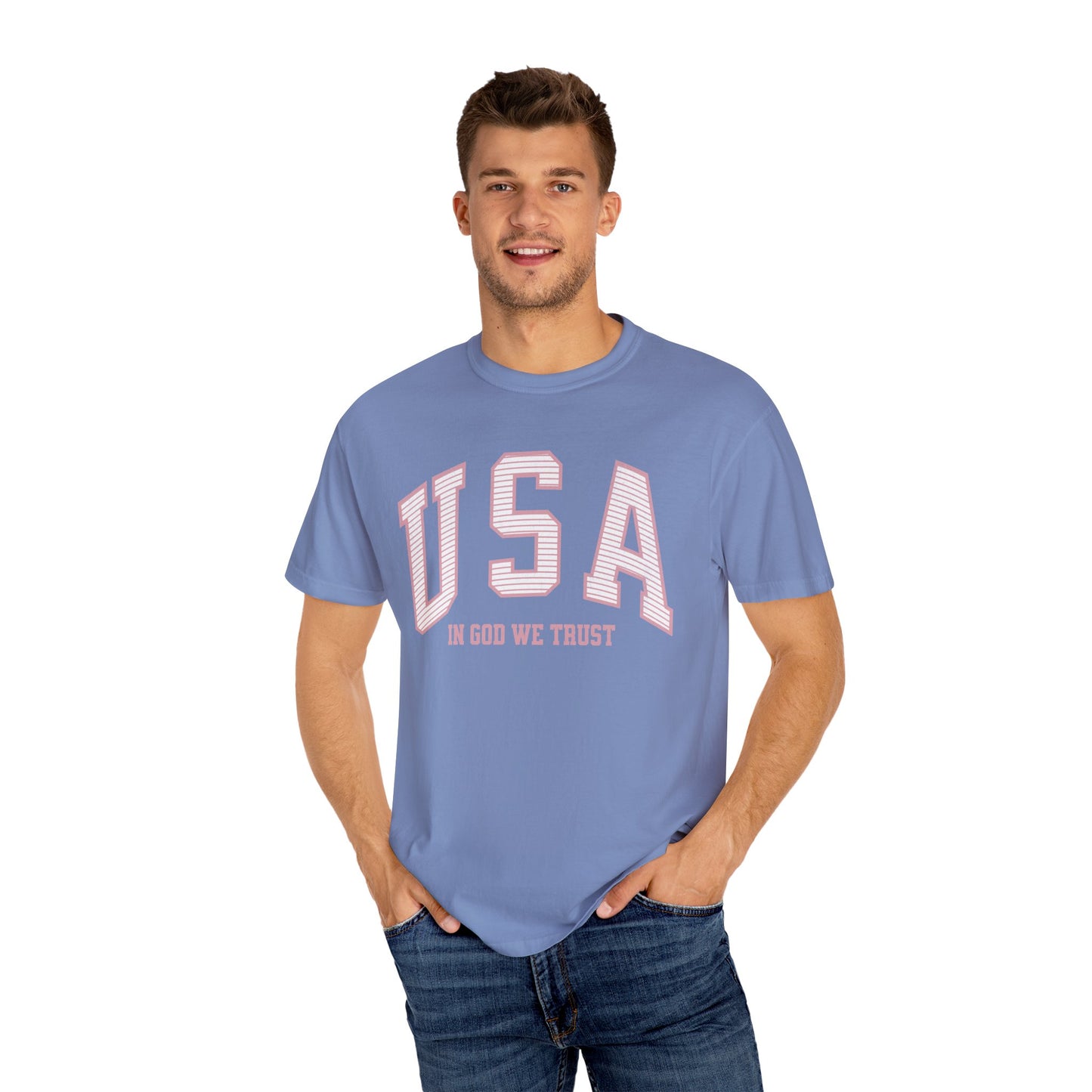 USA - In God We Trust - Distressed Stripe T-Shirt