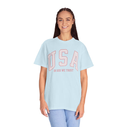 USA - In God We Trust - Distressed Stripe T-Shirt
