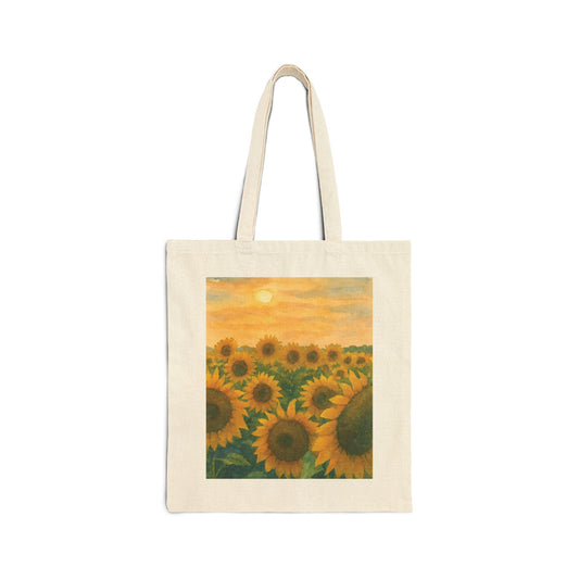 Sunflower Field at Sunset Watercolor Tote