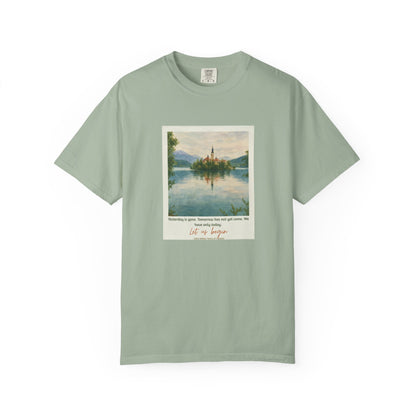 Lake Bled Watercolor Graphic with Saint Mother Teresa Quote T-Shirt
